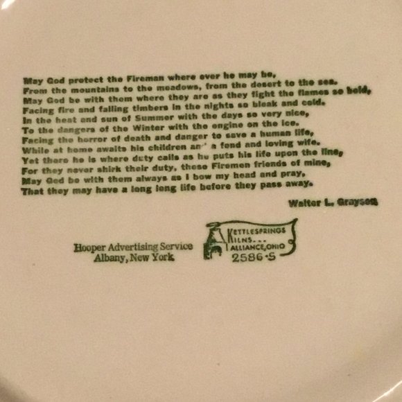 Vintage Kettlesprings Kilns Kennett Fire Company No.1 1875-1975 centennial plate - Picture 11 of 11